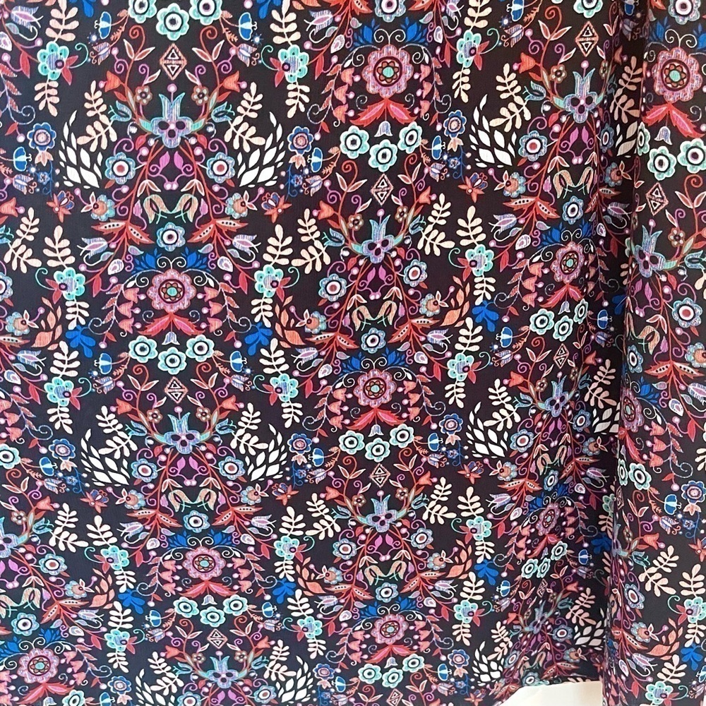 Boho Tropical Mixed Print Colorful Botanical & Floral Maxi Dress - Size M - Picture 5 of 11